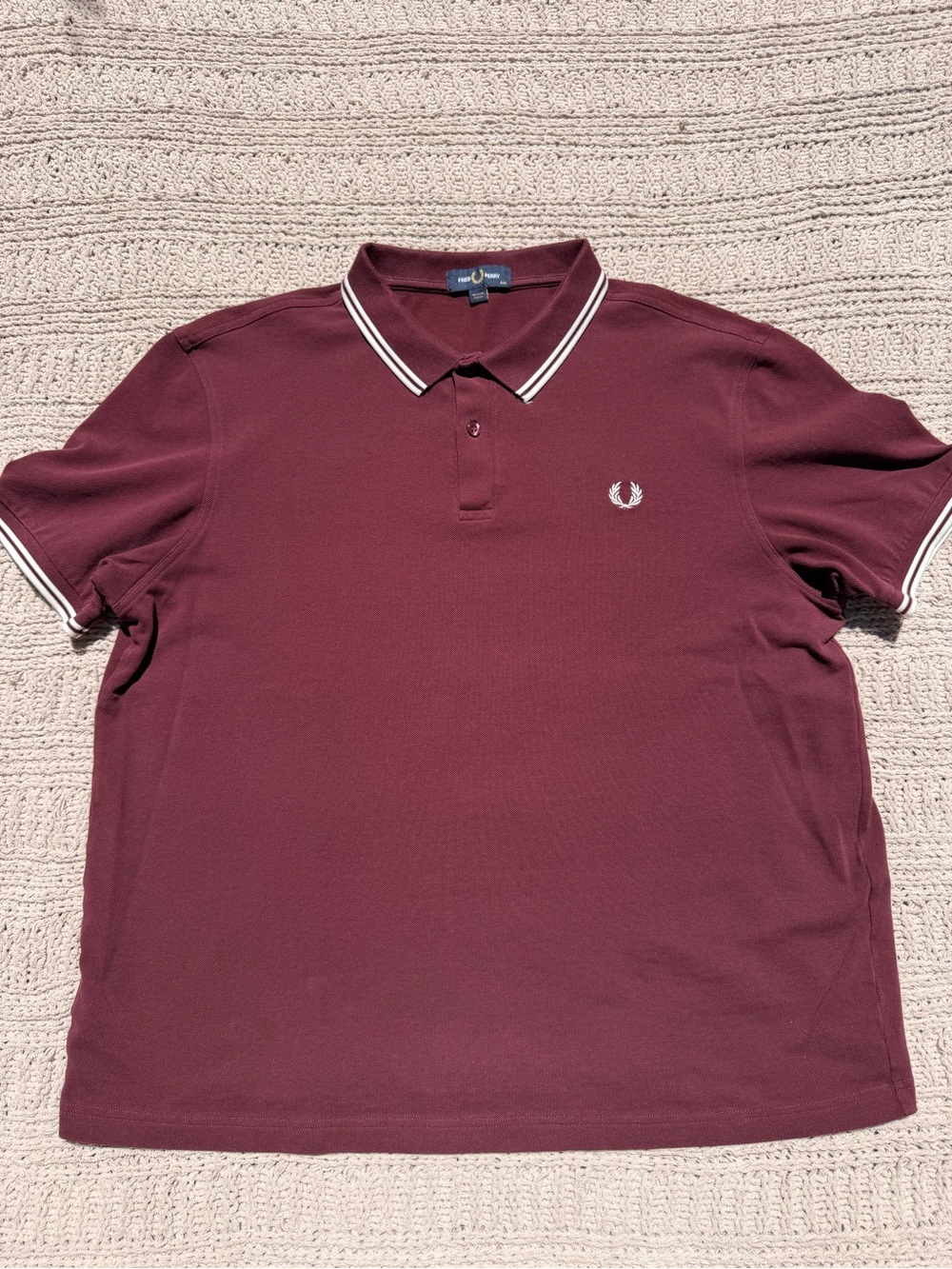 Fred Perry Maroon Polo with White Twin-Tipping